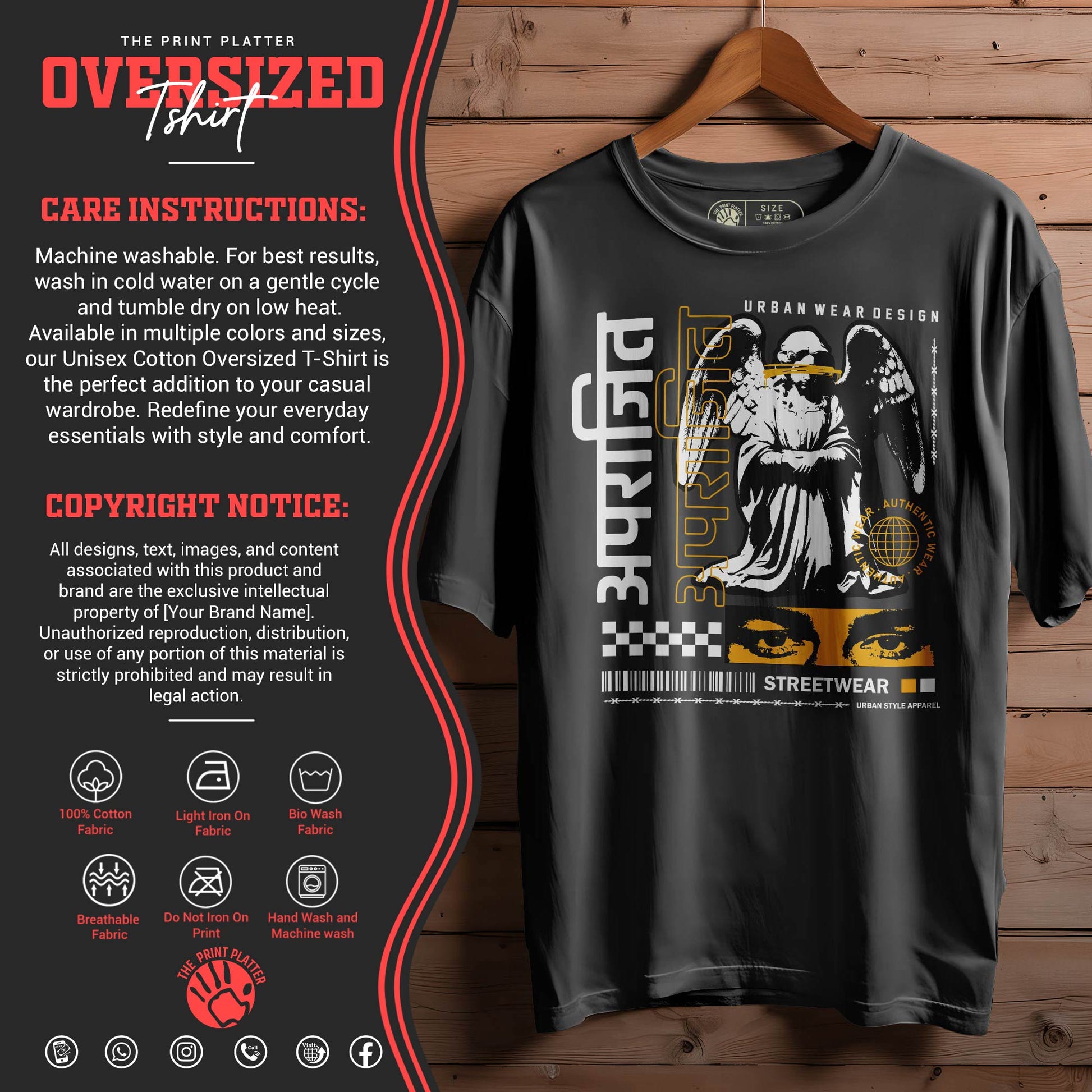 APRAJEET Oversized Black T-shirt Bio Wash |21