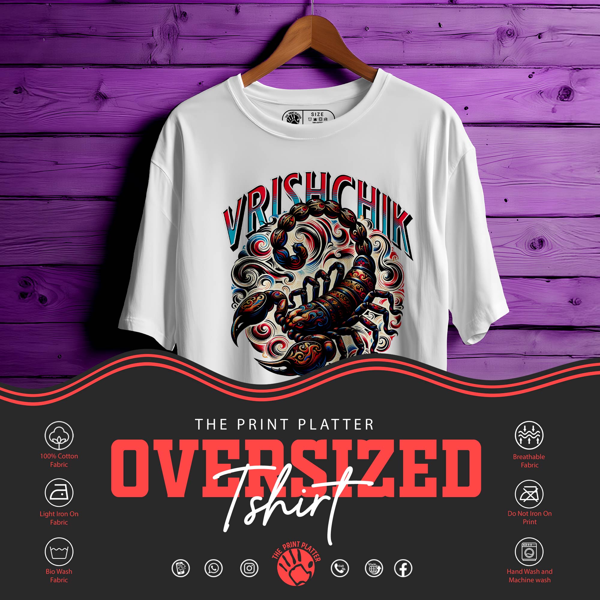 Vrishchik Oversized T-Shirt FOR MEN OR WOMEN  |270