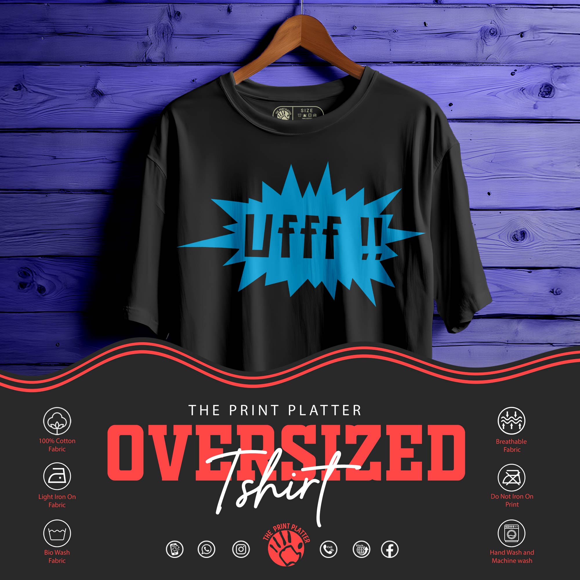 Ufff-Sky Oversized Unisex T-Shirt BLUE  | 361