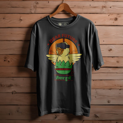 DEAR FUTURE Oversized Black T-shirt Bio Wash| 37