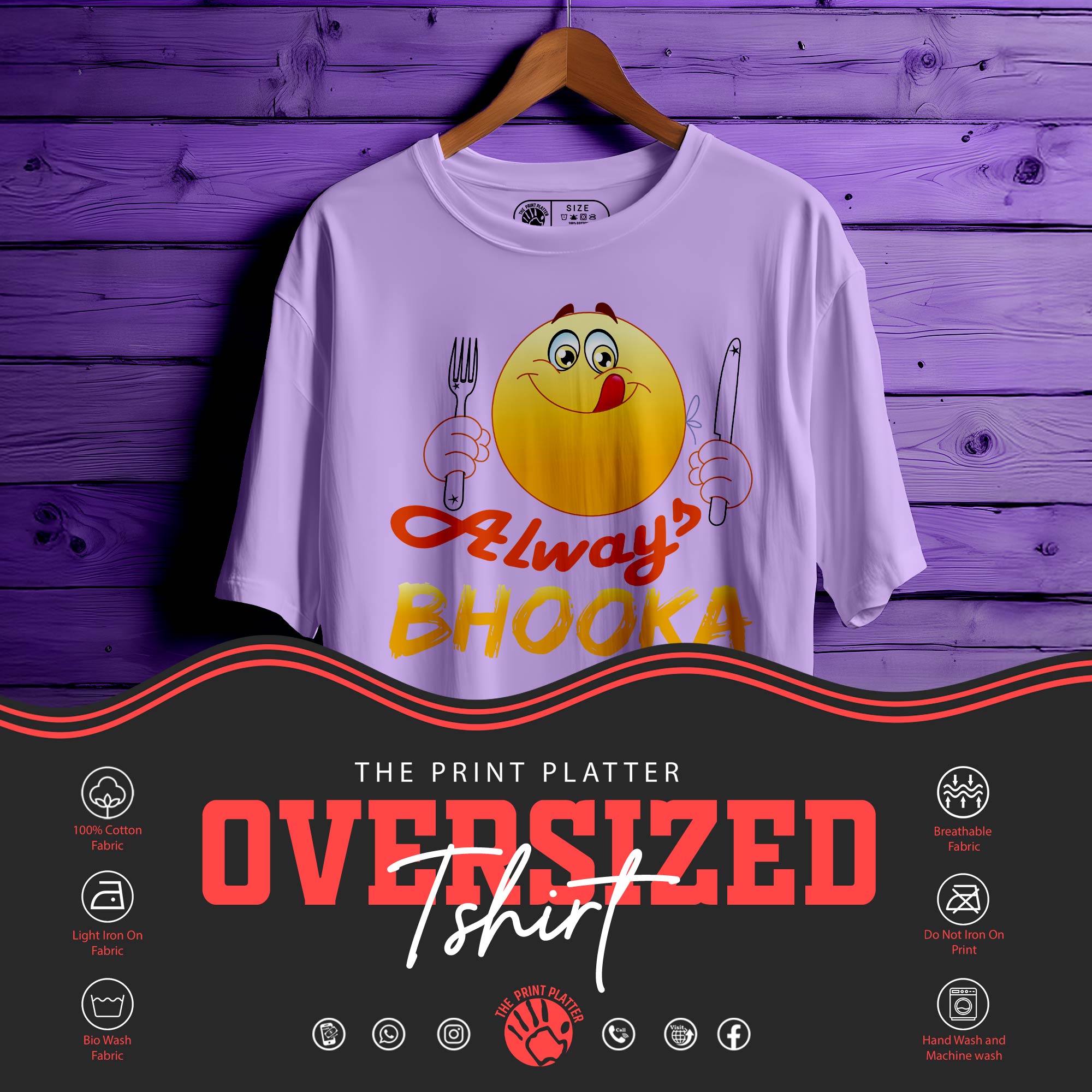 ALWAYS BHOOKA Oversized Unisex T-Shirt – Eat. Chill. Repeat |373