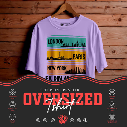 "London-Paris" Oversized Unisex T-Shirt | Travel Vibes Tee | 100% Cotton | Minimal Streetwear for Men & Women|398