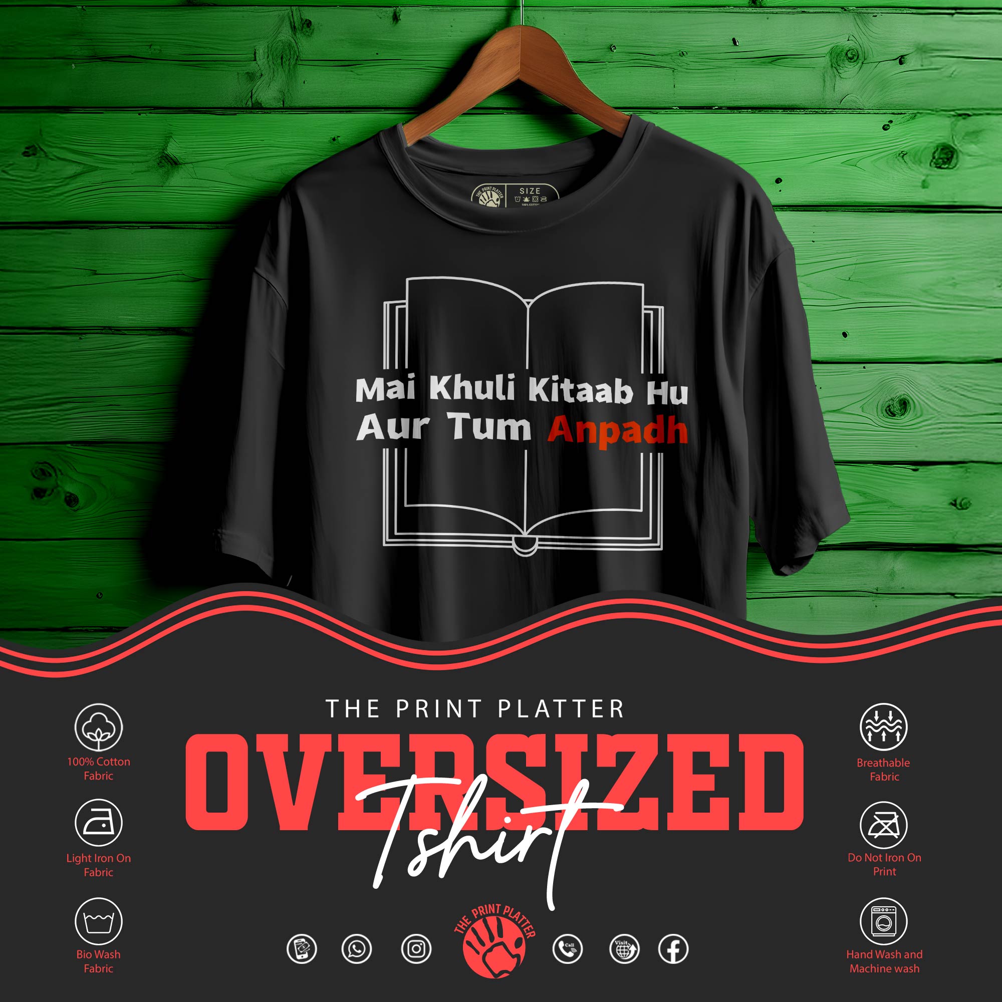 Main-Khuli-Kitaab Oversized Unisex T-Shirt – Wear Your Truth Boldly |402