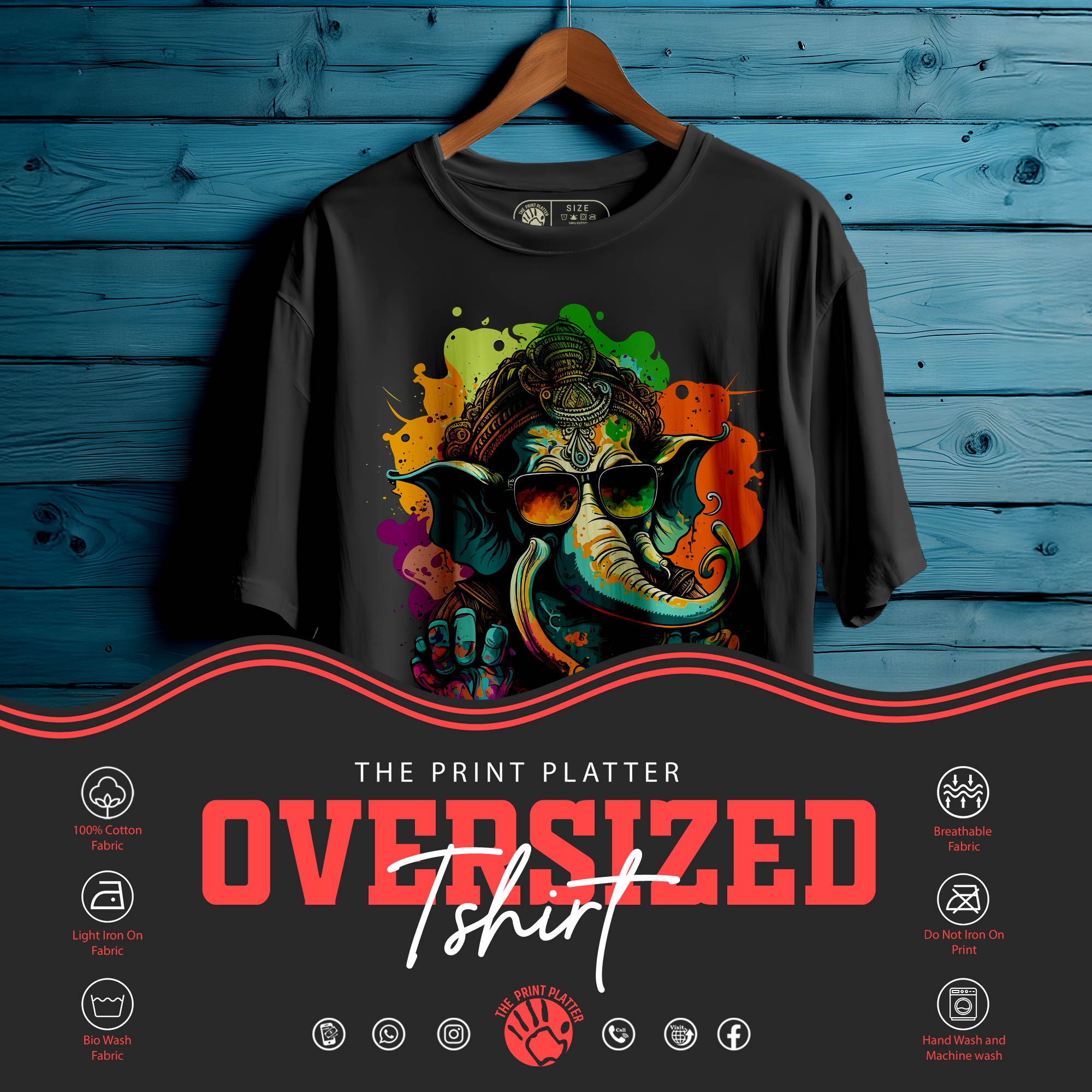 GANESH HINDU GOD  Oversized Unisex T-Shirt |444