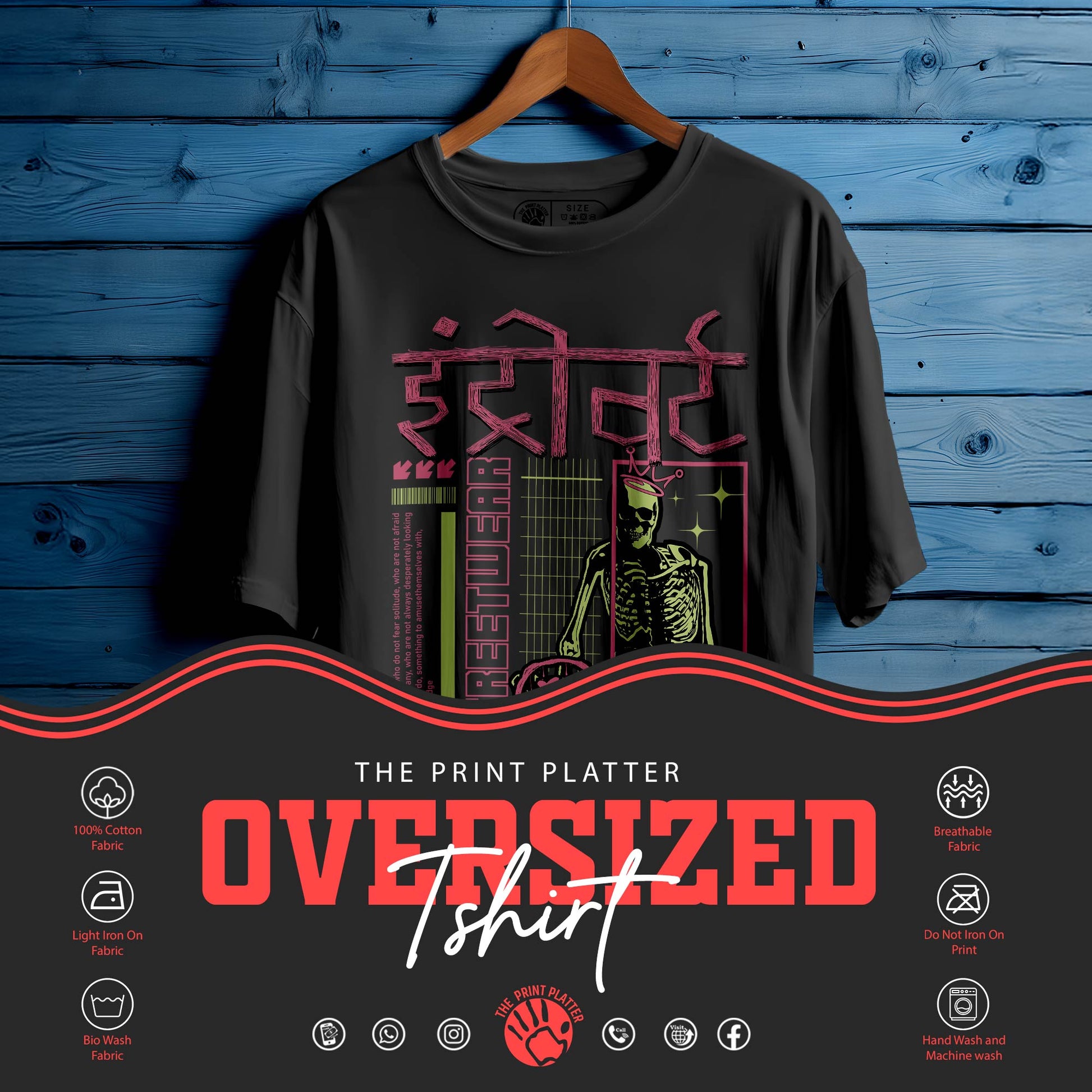 INTROVERT Oversized Black T-shirt Bio Wash| 49