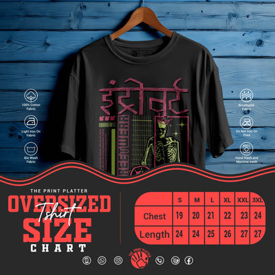 INTROVERT Oversized Black T-shirt Bio Wash| 49