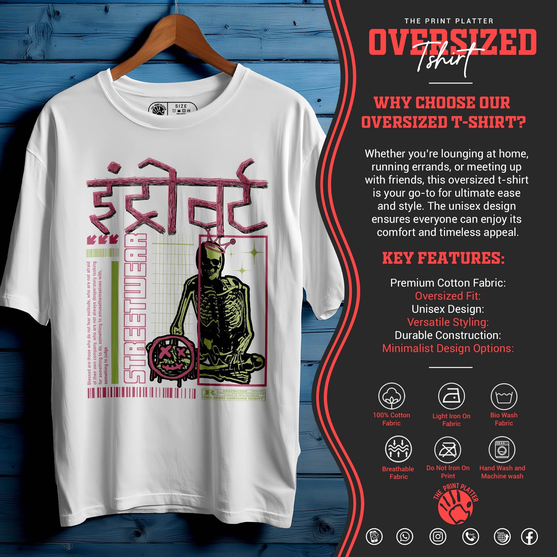INTROVERT Oversized Black T-shirt Bio Wash| 49