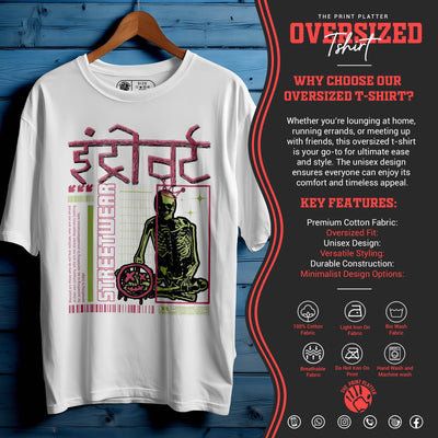 INTROVERT Oversized Black T-shirt Bio Wash| 49