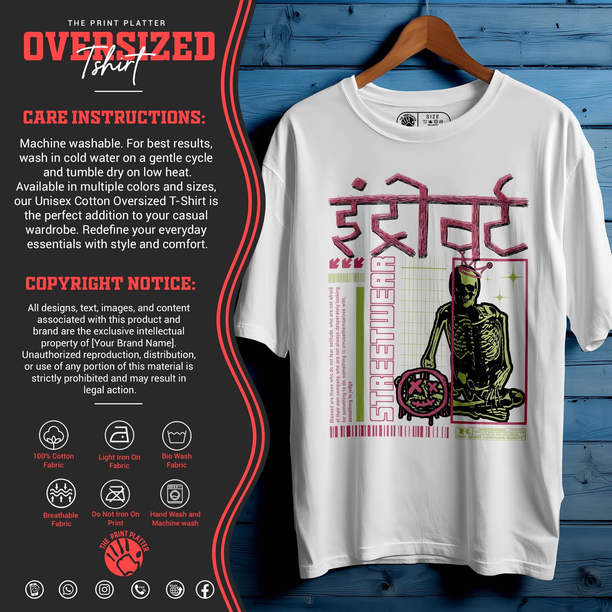INTROVERT Oversized Black T-shirt Bio Wash| 49