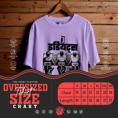 3-Idiots OVERSIZED T-SHIRT FOR UNISEX BIO WASH |54