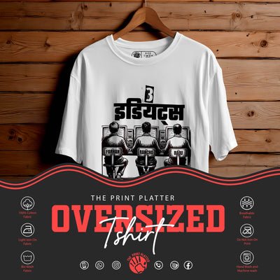3-Idiots OVERSIZED T-SHIRT FOR UNISEX BIO WASH |54