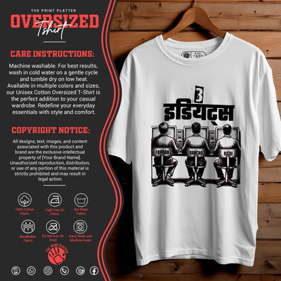 3-Idiots OVERSIZED T-SHIRT FOR UNISEX BIO WASH |54