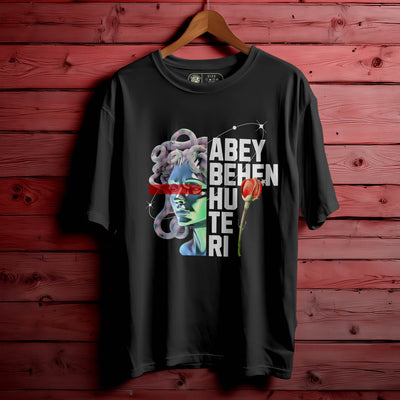 ABEY BEHEN HU TERI Oversized Black T-shirt Bio Wash| 56