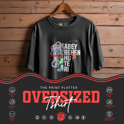 ABEY BEHEN HU TERI Oversized Black T-shirt Bio Wash| 56