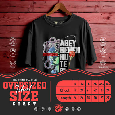 ABEY BEHEN HU TERI Oversized Black T-shirt Bio Wash| 56