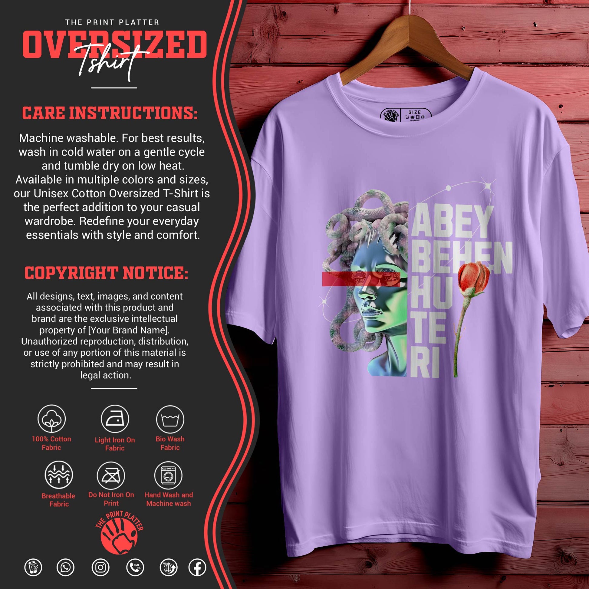 ABEY BEHEN HU TERI Oversized Black T-shirt Bio Wash| 56