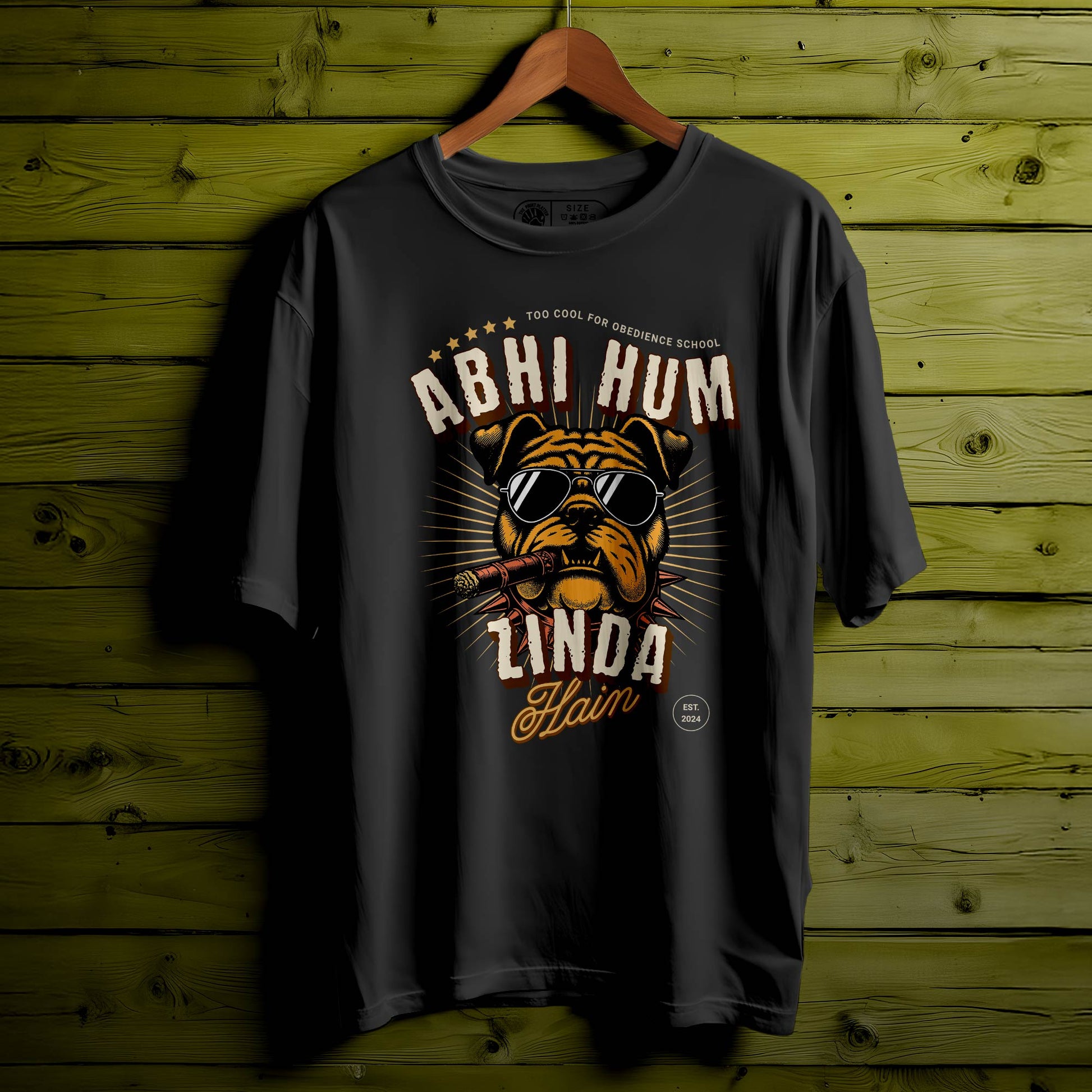 ABHI HUM ZINDA HAIN Oversized Black T-shirt Bio Wash| 57