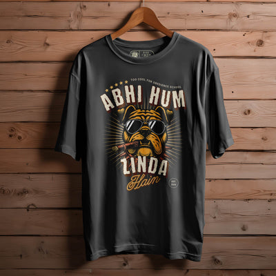 ABHI HUM ZINDA HAIN Oversized Black T-shirt Bio Wash| 57