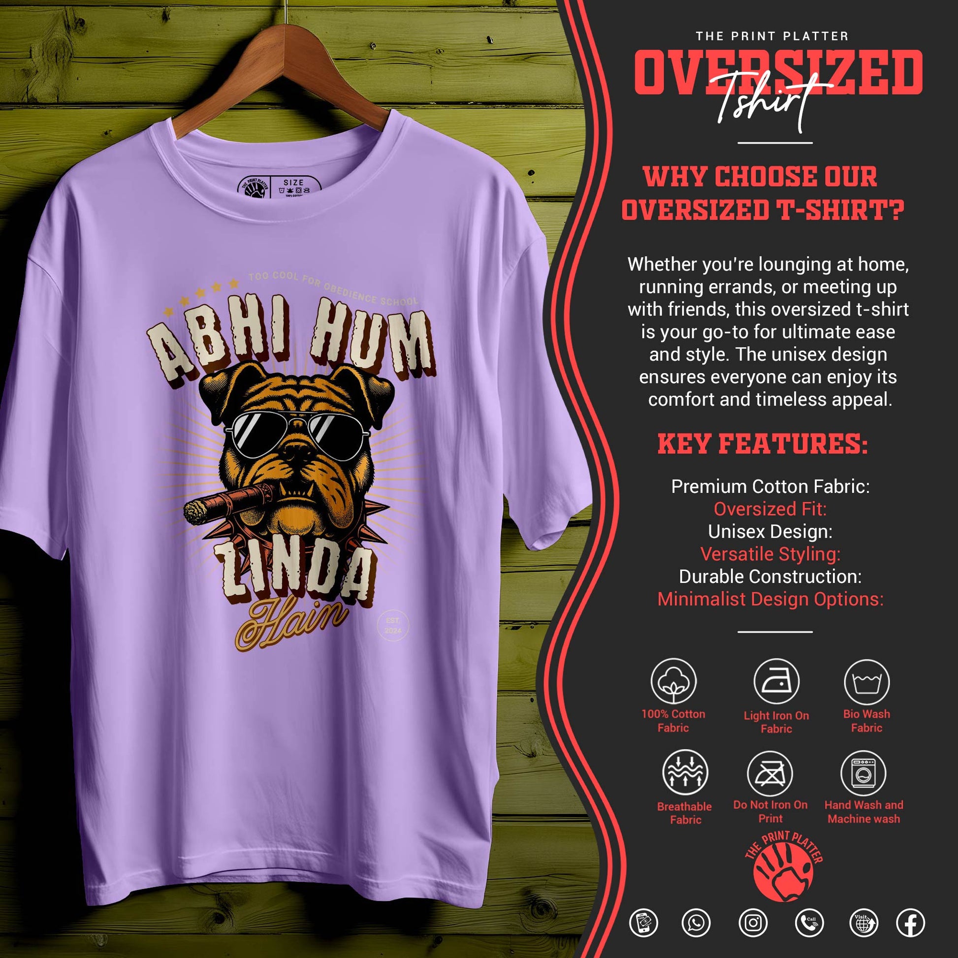 ABHI HUM ZINDA HAIN Oversized Black T-shirt Bio Wash| 57