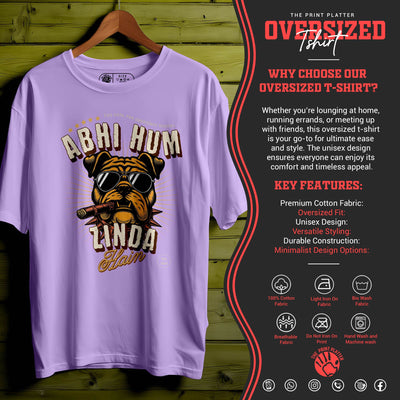 ABHI HUM ZINDA HAIN Oversized Black T-shirt Bio Wash| 57