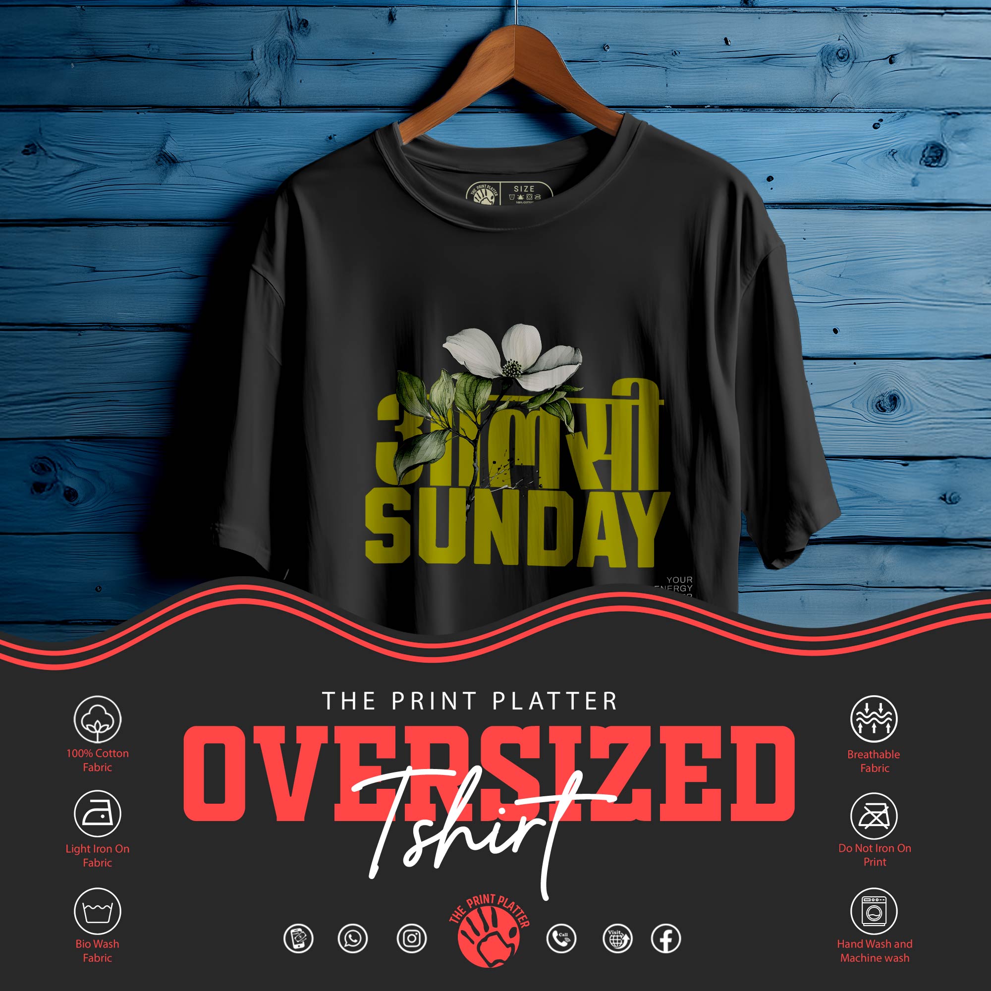 ALSHI-SUNDAY OVERSIZED T-SHIRT FOR UNISEX BIO WASH |59