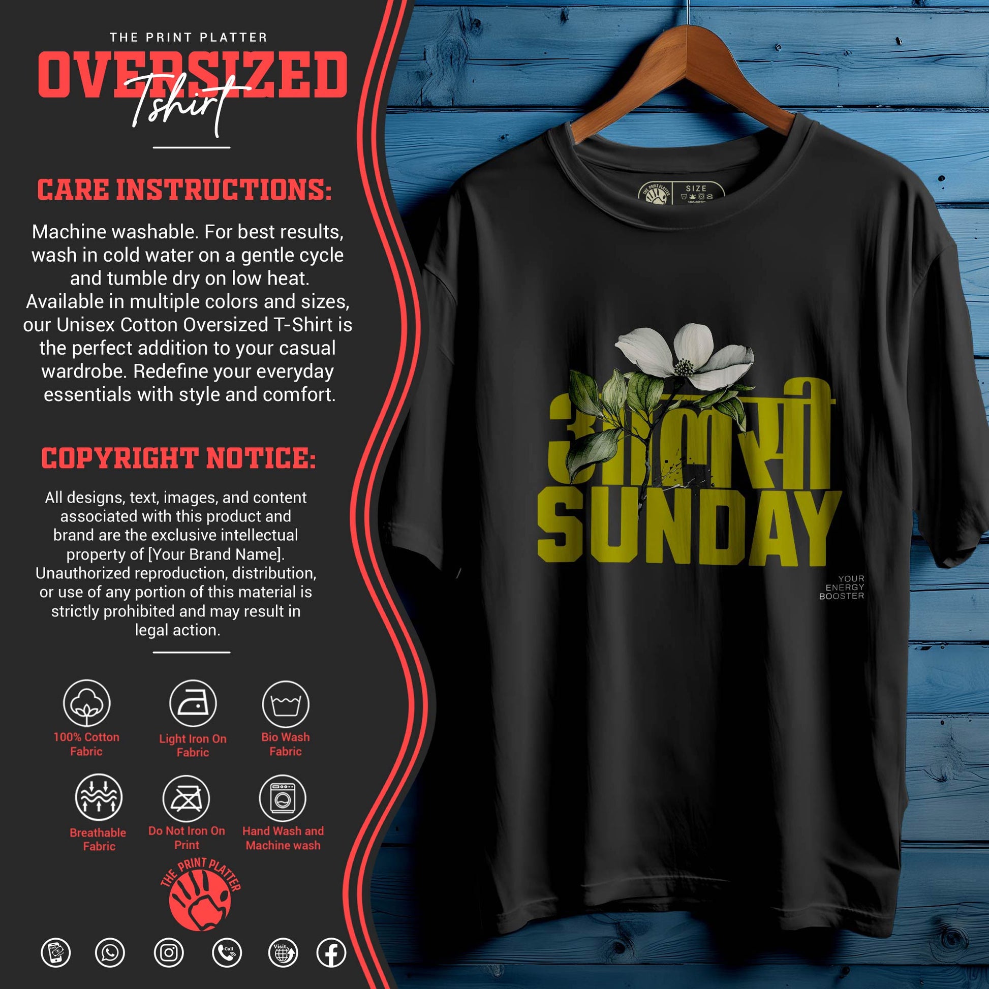 ALSHI-SUNDAY OVERSIZED T-SHIRT FOR UNISEX BIO WASH |59