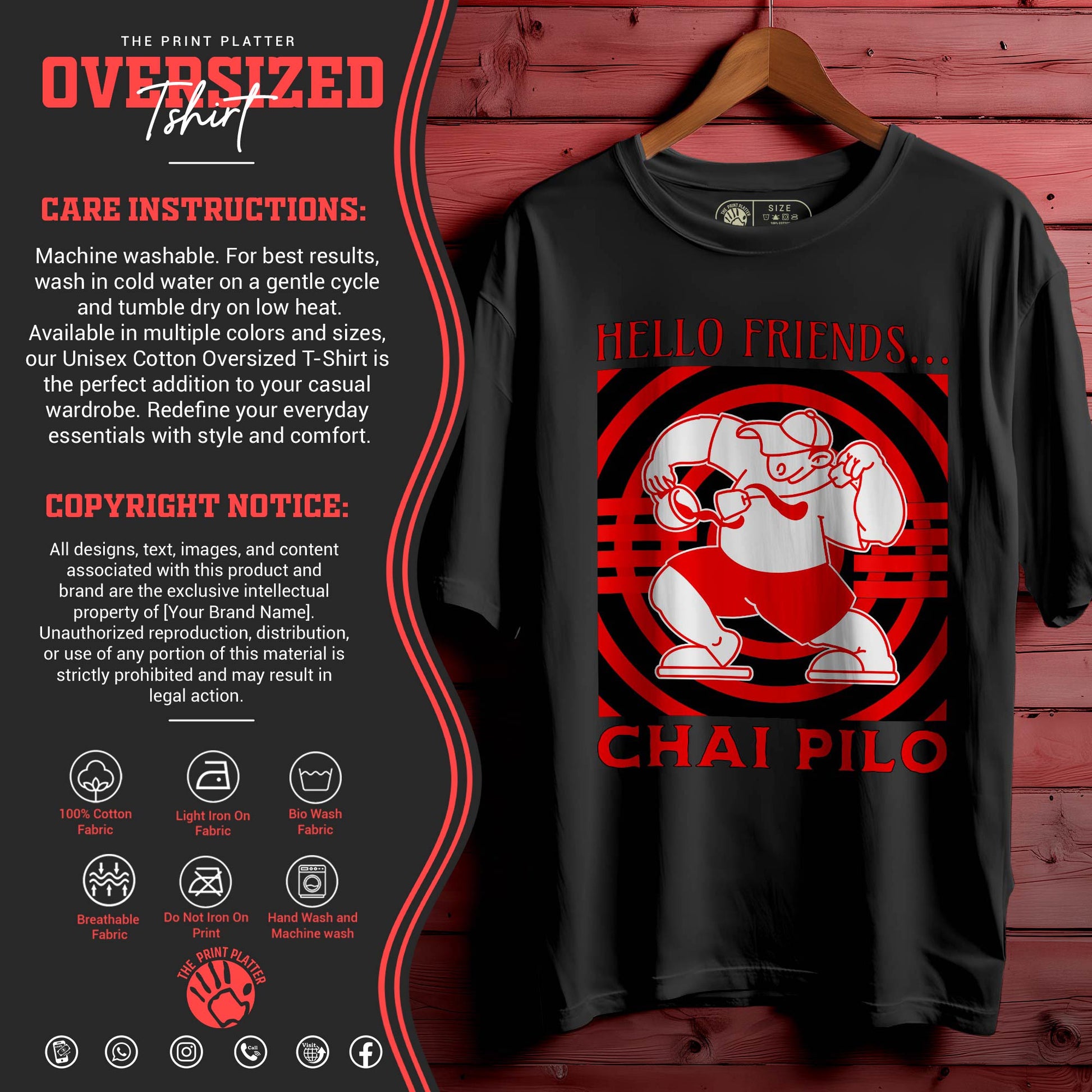 CHAI PILO Oversized Black T-shirt Bio Wash| 62