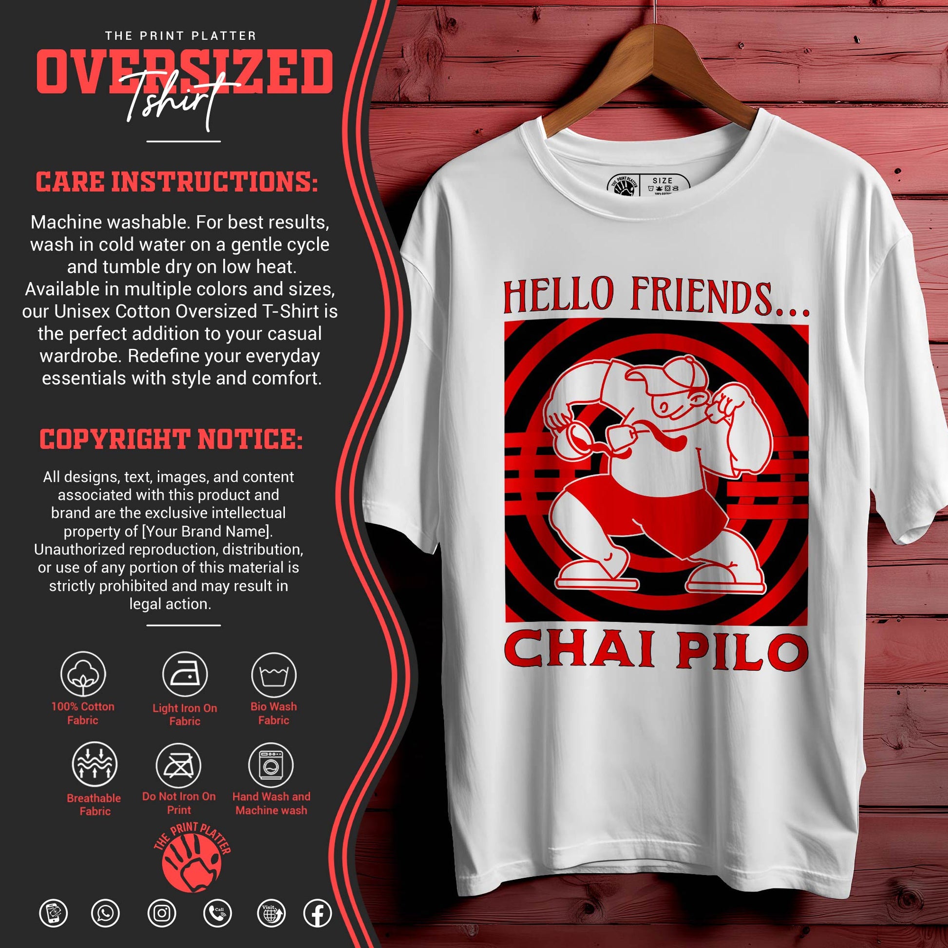 CHAI PILO Oversized Black T-shirt Bio Wash| 62