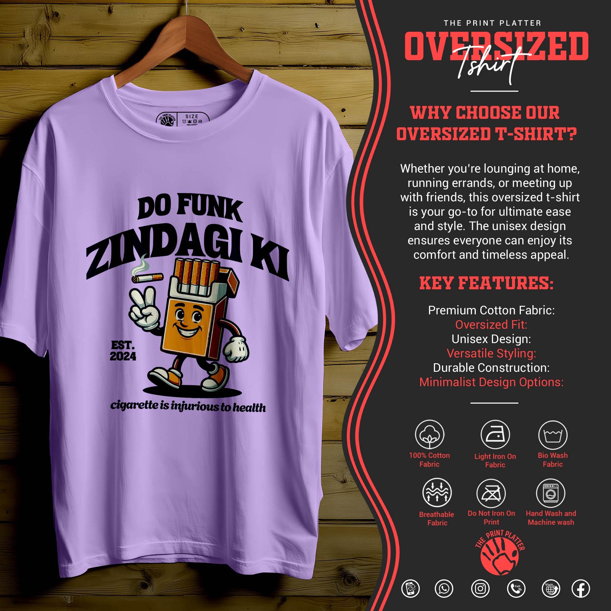 DO FUNK KI ZINDAGI Oversized Black T-shirt Bio Wash| 65
