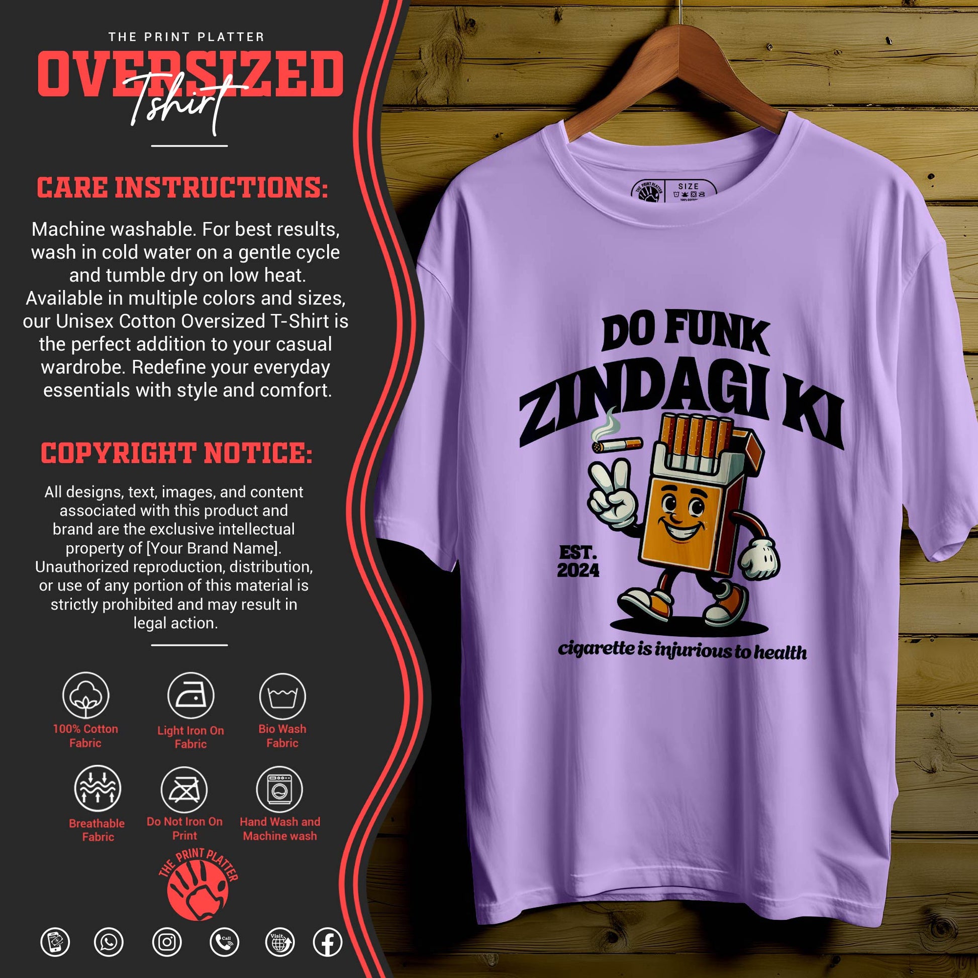 DO FUNK KI ZINDAGI Oversized Black T-shirt Bio Wash| 65