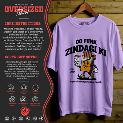 DO FUNK KI ZINDAGI Oversized Black T-shirt Bio Wash| 65