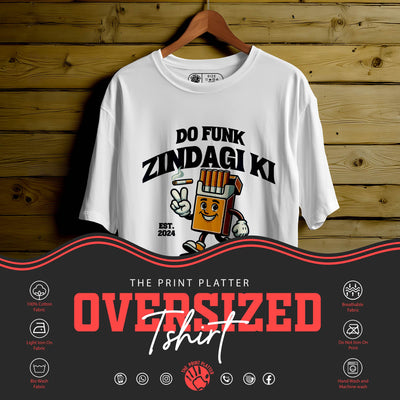 DO FUNK KI ZINDAGI Oversized Black T-shirt Bio Wash| 65