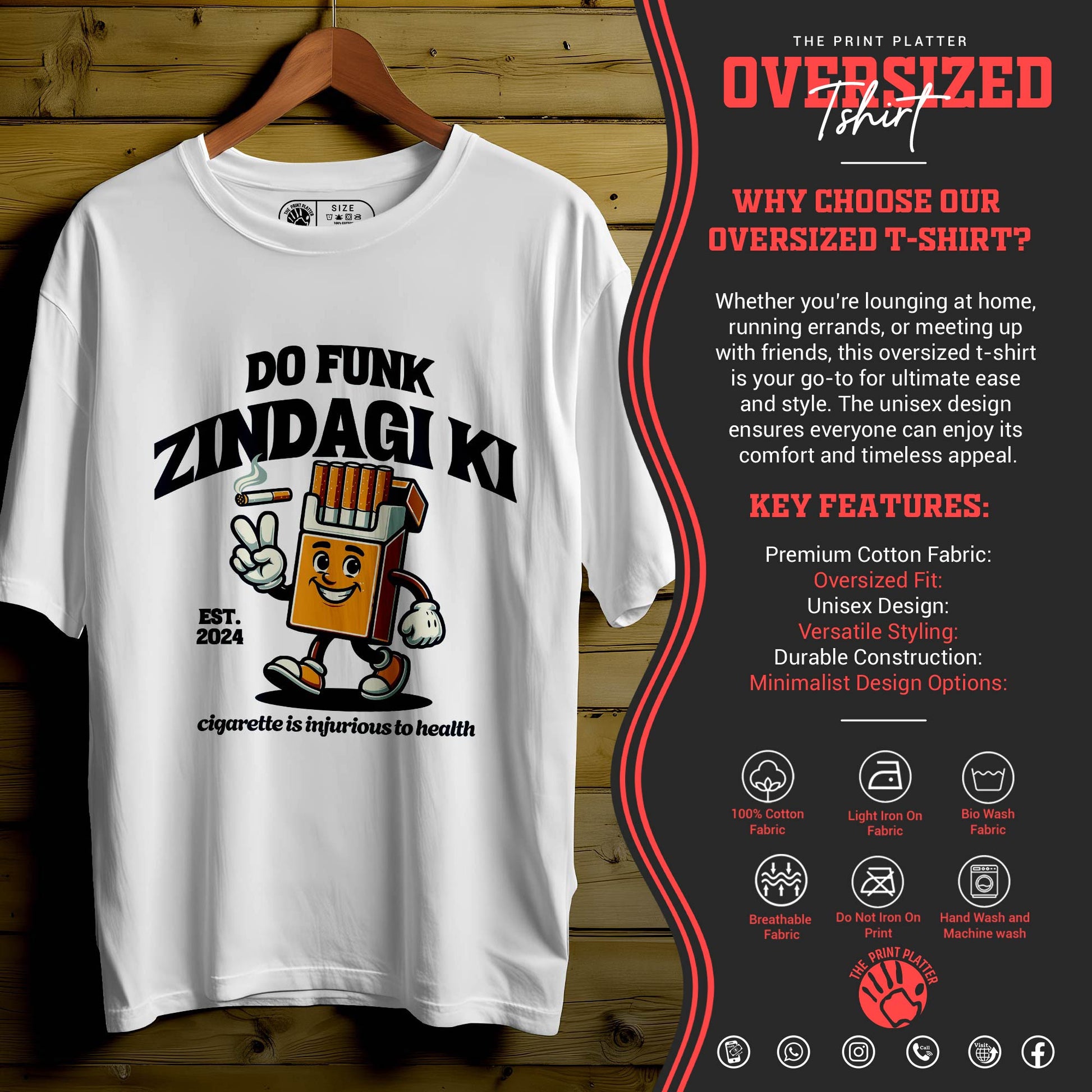 DO FUNK KI ZINDAGI Oversized Black T-shirt Bio Wash| 65