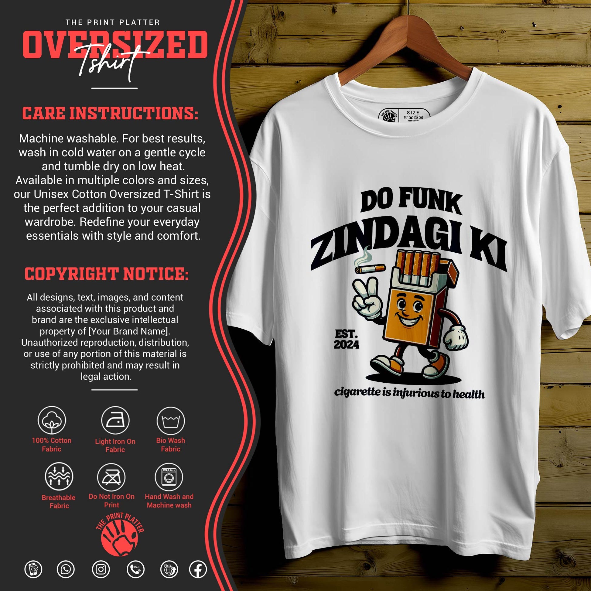DO FUNK KI ZINDAGI Oversized Black T-shirt Bio Wash| 65
