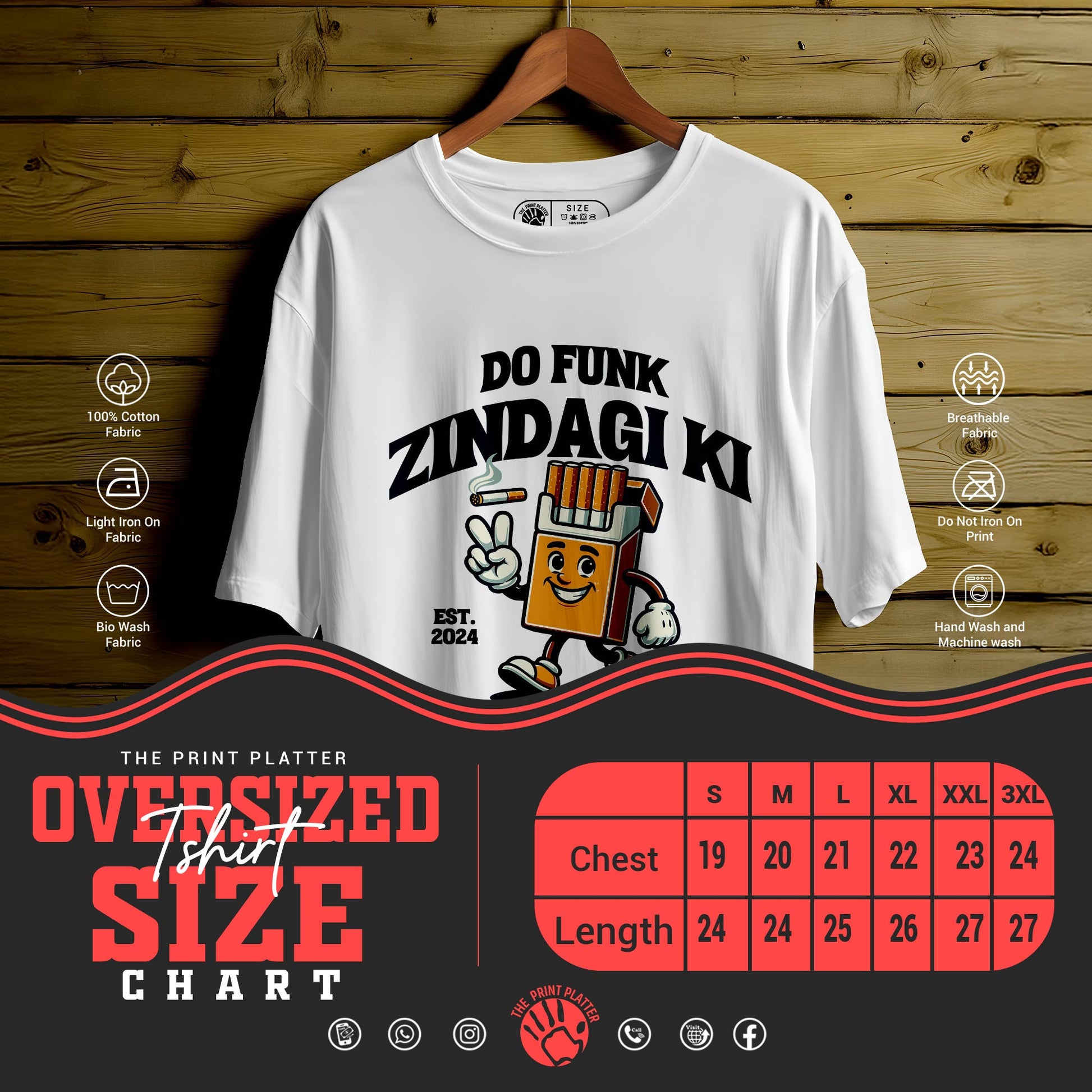 DO FUNK KI ZINDAGI Oversized Black T-shirt Bio Wash| 65