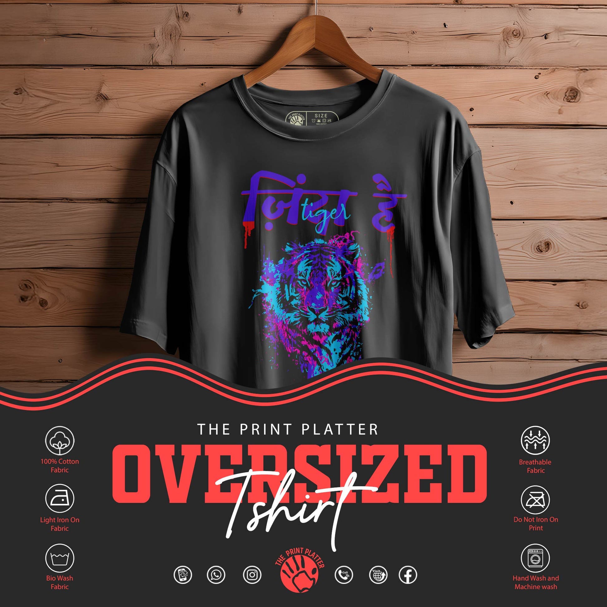 Furious-Tiger  OVERSIZED T-SHIRT FOR UNISEX BIO WASH |66