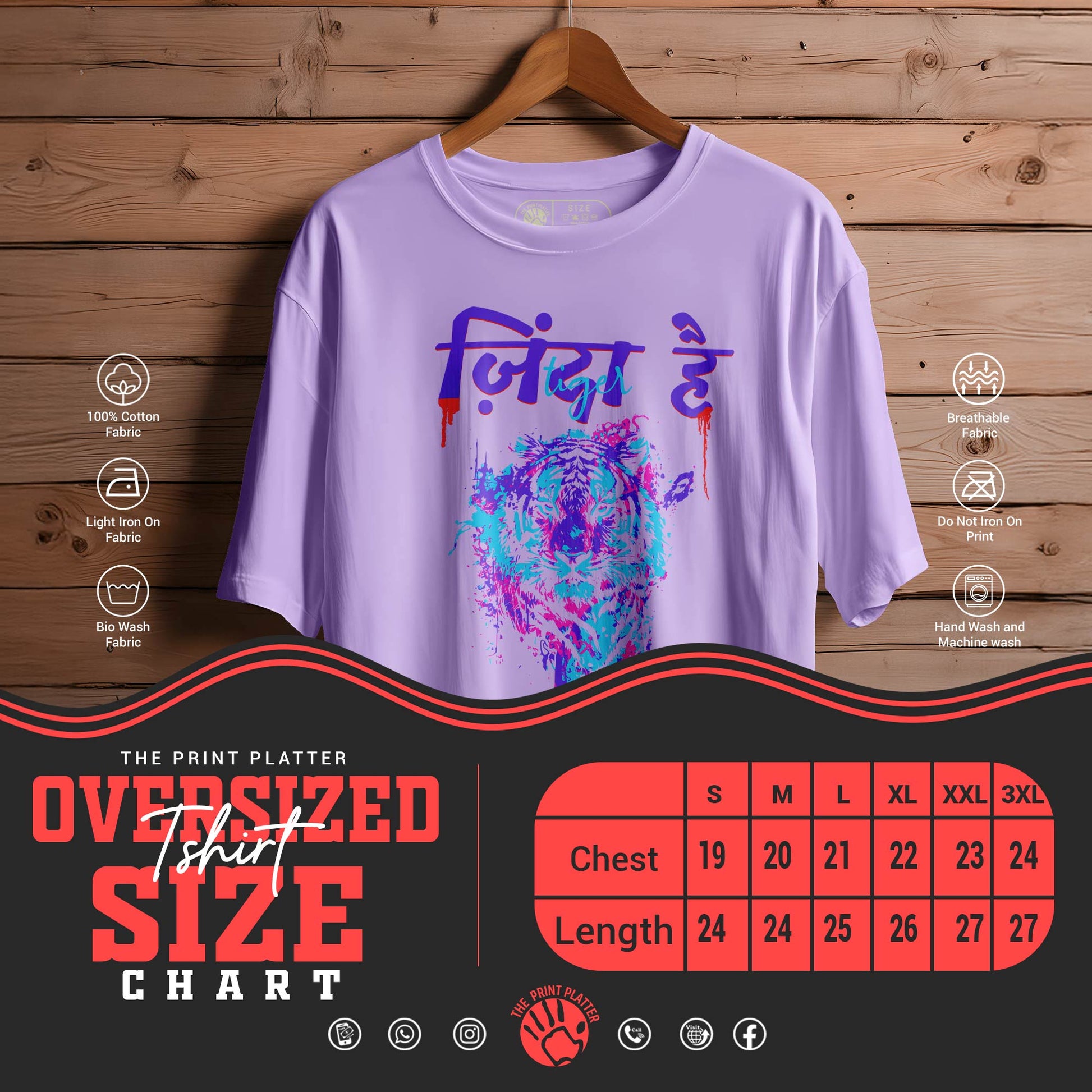 Furious-Tiger  OVERSIZED T-SHIRT FOR UNISEX BIO WASH |66