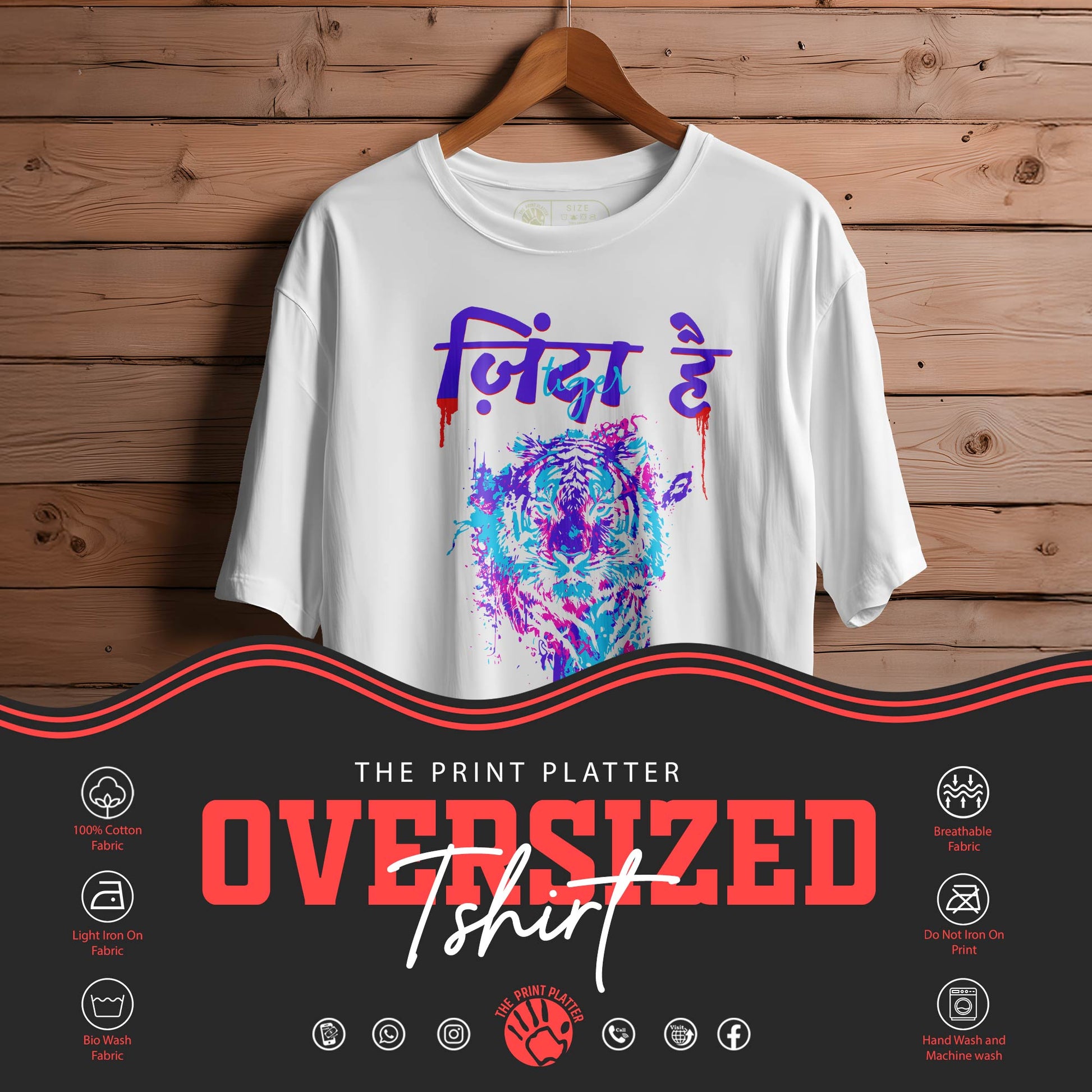 Furious-Tiger  OVERSIZED T-SHIRT FOR UNISEX BIO WASH |66