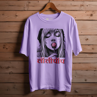 Girl-with-Lollipop  OVERSIZED T-SHIRT FOR UNISEX BIO WASH |69