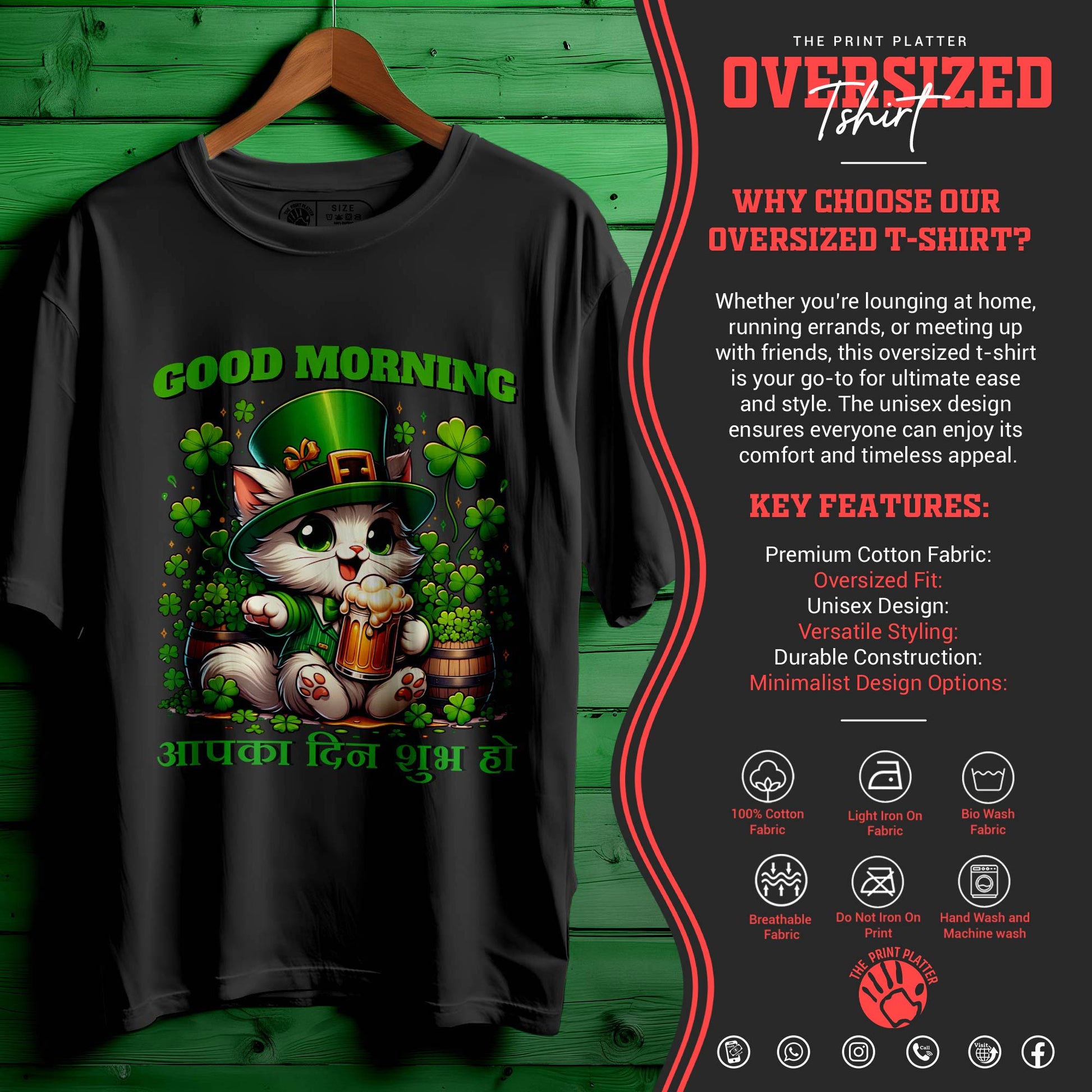 GOOD-MORNING OVERSIZED T-SHIRT FOR UNISEX BIO WASH |70