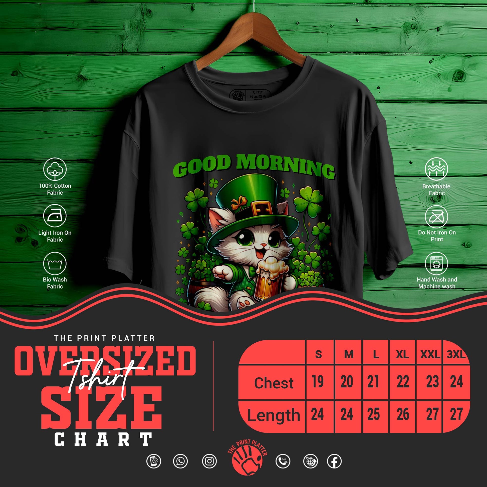 GOOD-MORNING OVERSIZED T-SHIRT FOR UNISEX BIO WASH |70