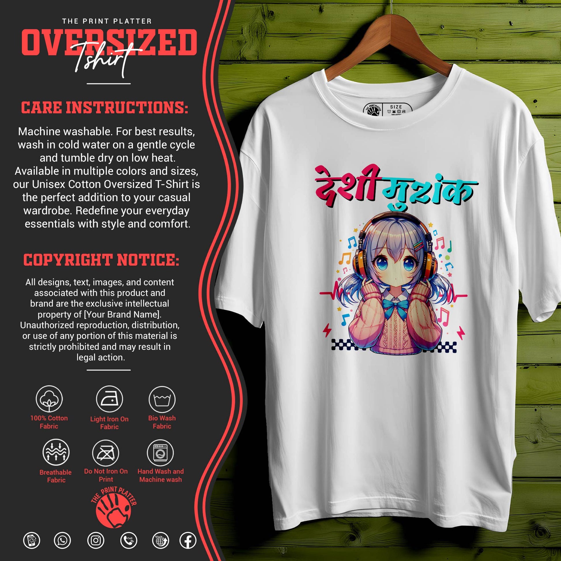 DESHI-MUZIK T-SHIRT FOR UNISEX BIO WASH |85