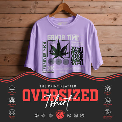 GANJA TIME Oversized Black T-shirt Bio Wash| 41