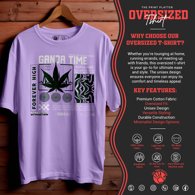 GANJA TIME Oversized Black T-shirt Bio Wash| 41