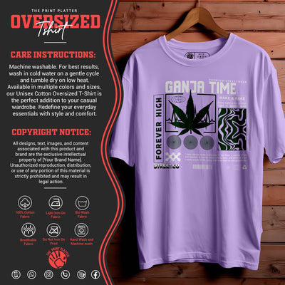 GANJA TIME Oversized Black T-shirt Bio Wash| 41