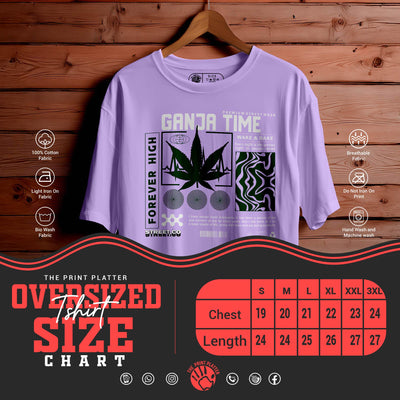 GANJA TIME Oversized Black T-shirt Bio Wash| 41