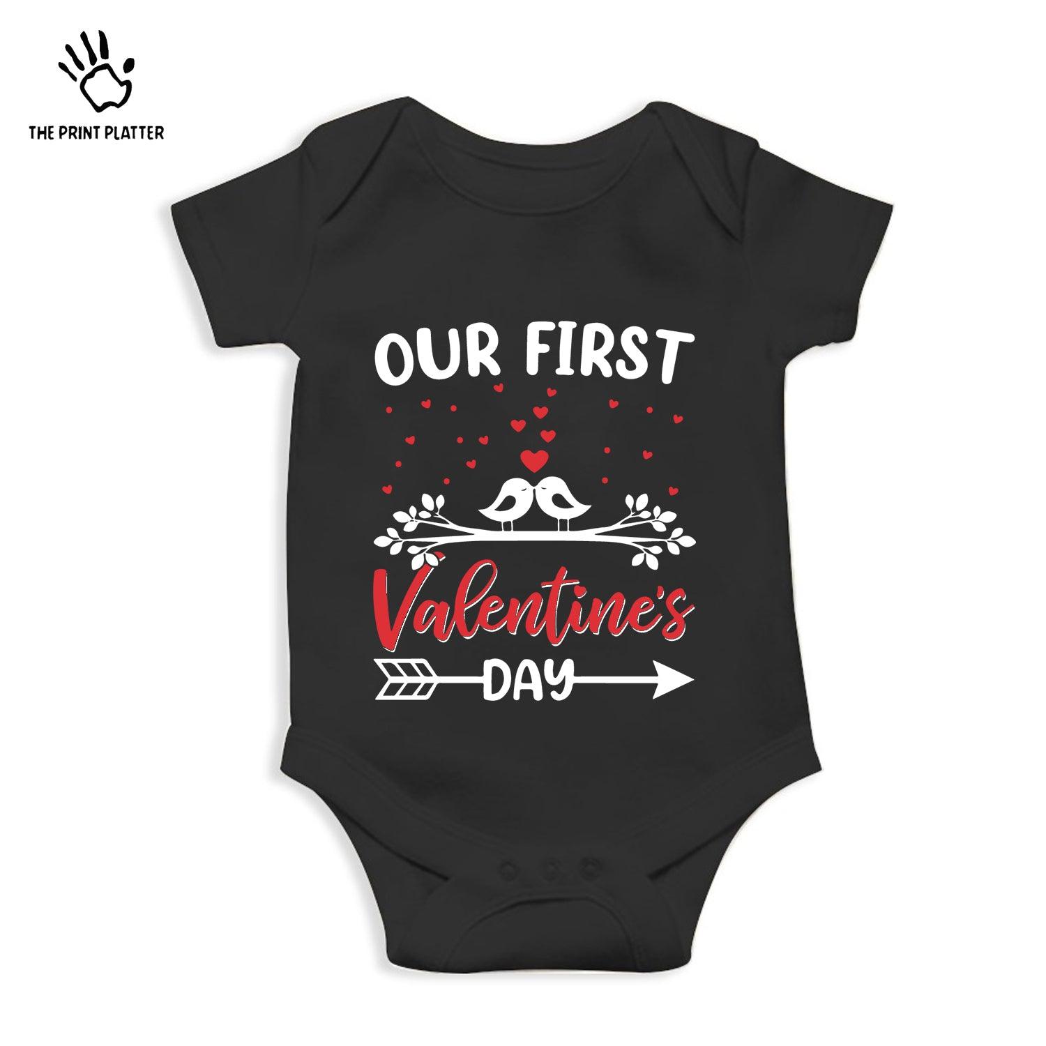 Our First Valentine's Day Unisex Half Sleeve Romper