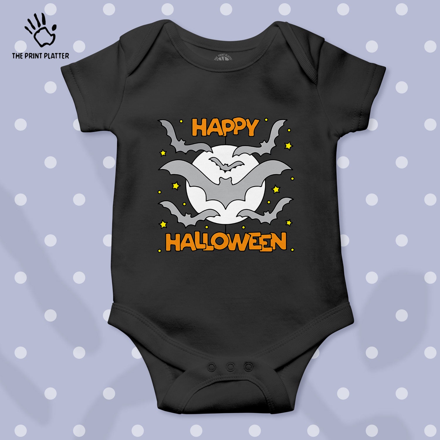 Happy Halloween Baby Romper  100% Organic Cotton Baby Romper With Envelope Neck