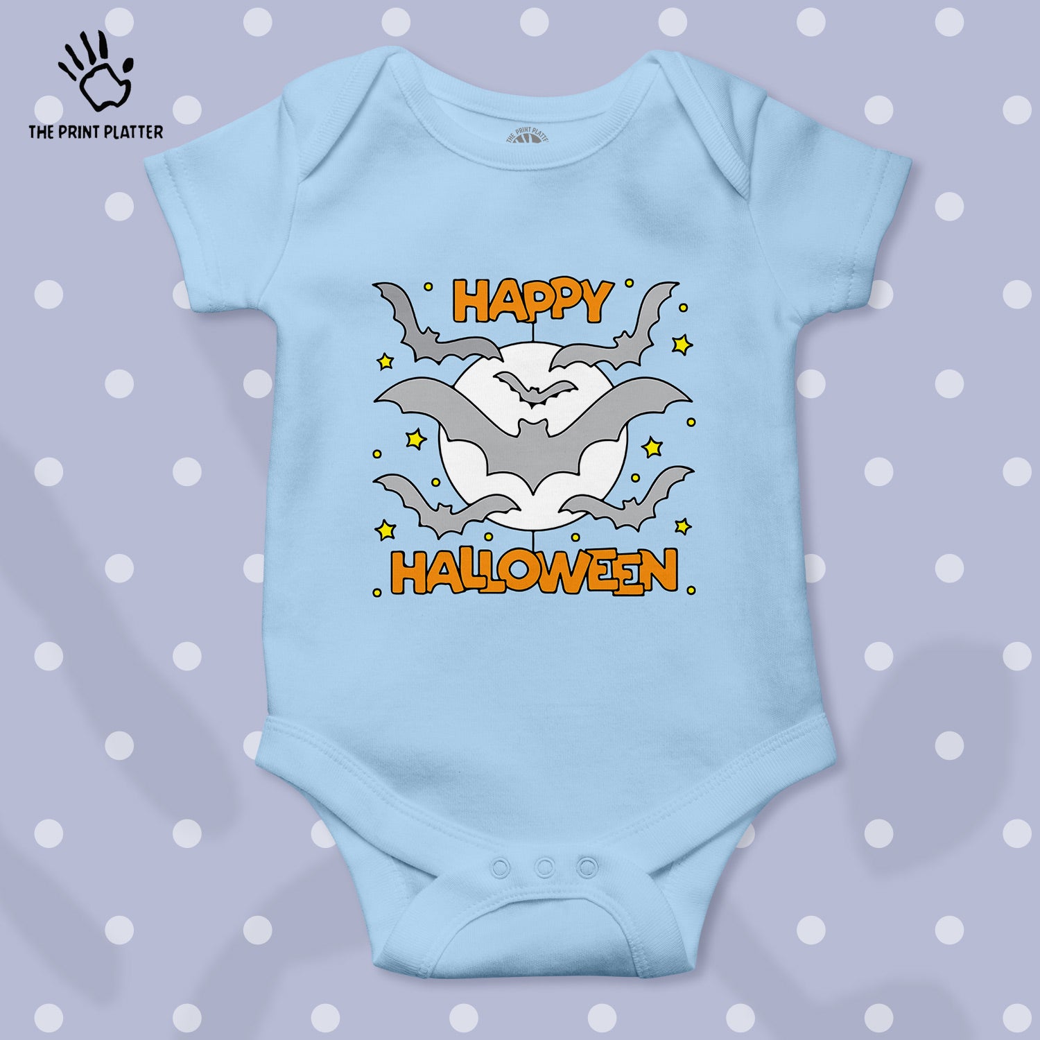 Happy Halloween Baby Romper  100% Organic Cotton Baby Romper With Envelope Neck