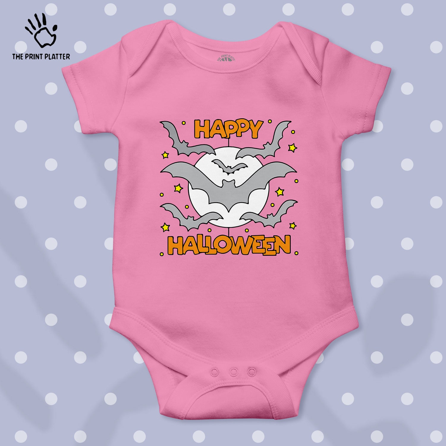 Happy Halloween Baby Romper  100% Organic Cotton Baby Romper With Envelope Neck